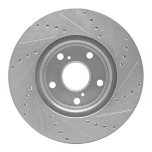 Lexus ES300 Brake Rotor (1) - Front Left - R1 Concepts - Drilled & Slotted - Silver - `99-`07